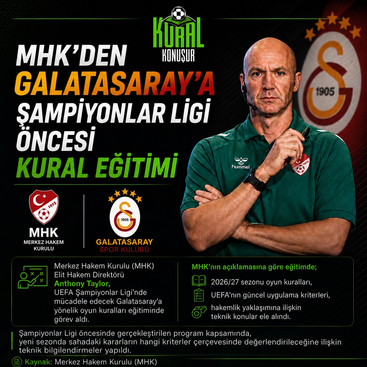 📌 MHK’DEN GALATASARAY’A ŞAMPİYONLAR LİGİ ÖNCESİ KURAL EĞİTİMİ