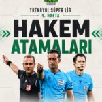 4.Haftanın kritik maçlarında düdük çalacak hakemler belli oldu. ⚽