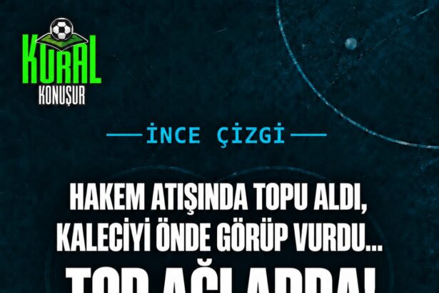 Hakem atışında topu alan oyuncu, kaleciyi önde görüp doğrudan kaleye vurdu…